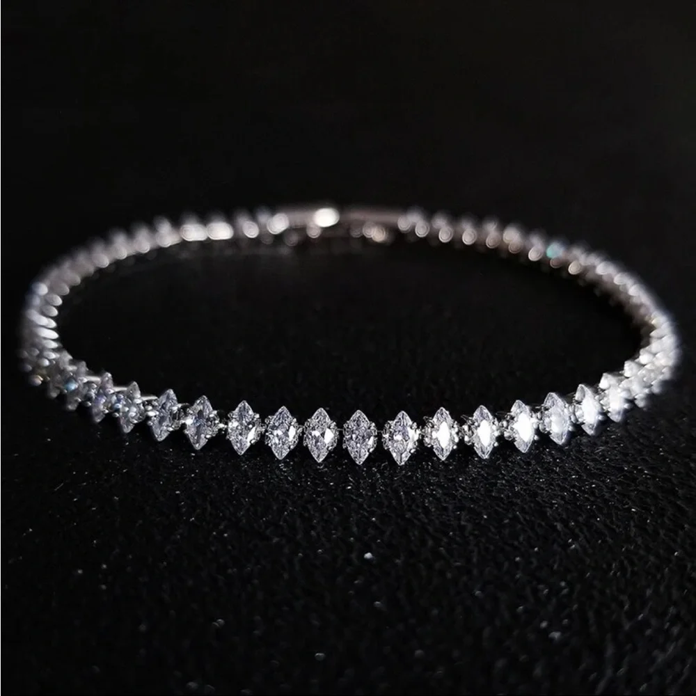 NEW 18cm Marquise Cut Luxury Diamond Bracelet